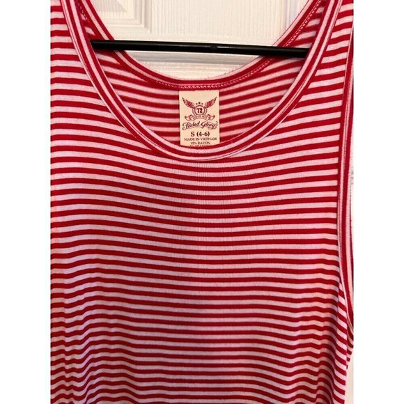 Red and White Striped Soft Cotton Dress Size Small - Picture 2 of 5